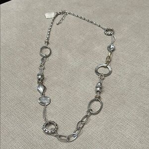 Elegant NWT Chicos Silver tone Necklace with Mixed Metal Accents